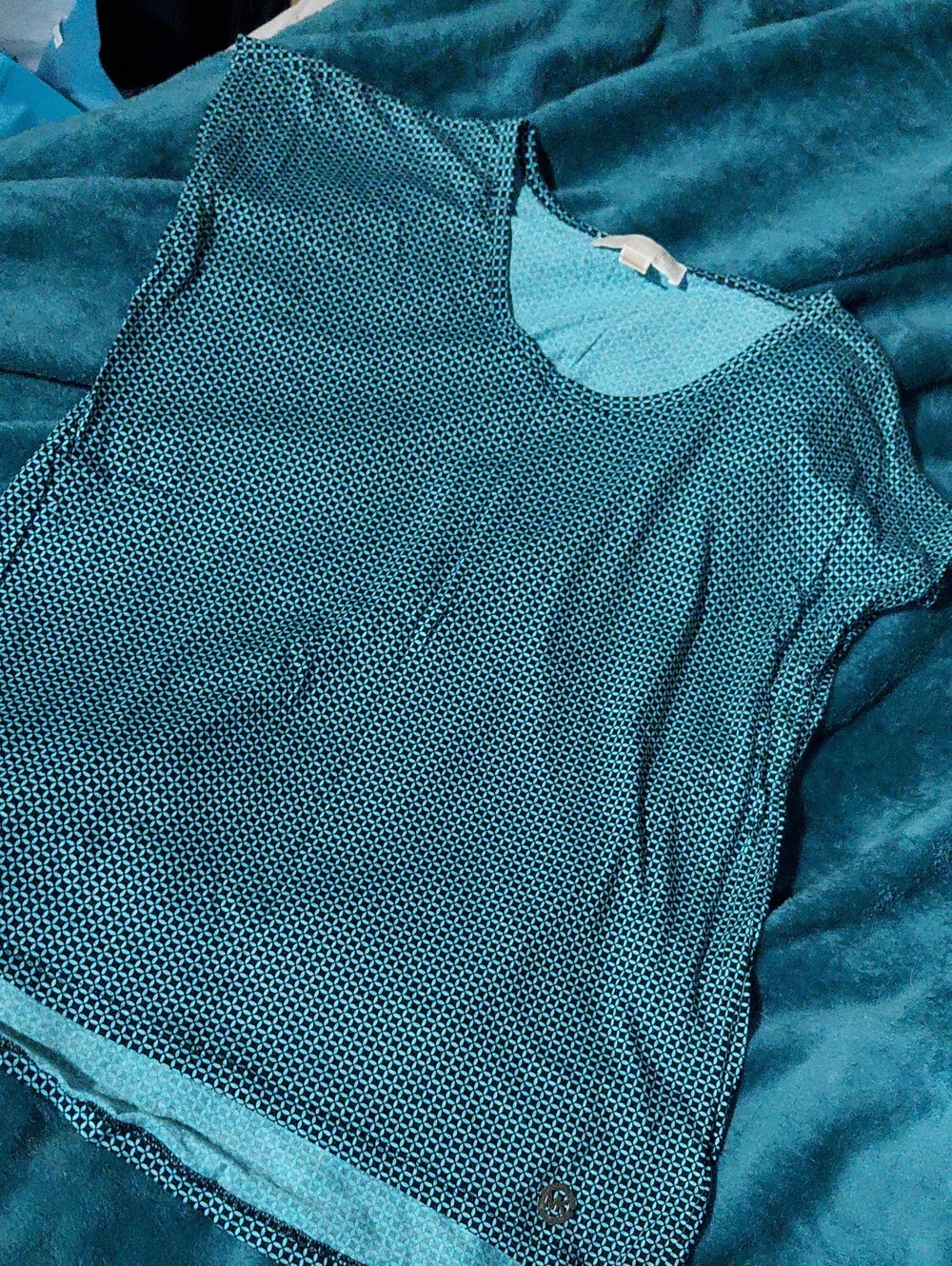 Michael Kors Teal Geometric Print Top